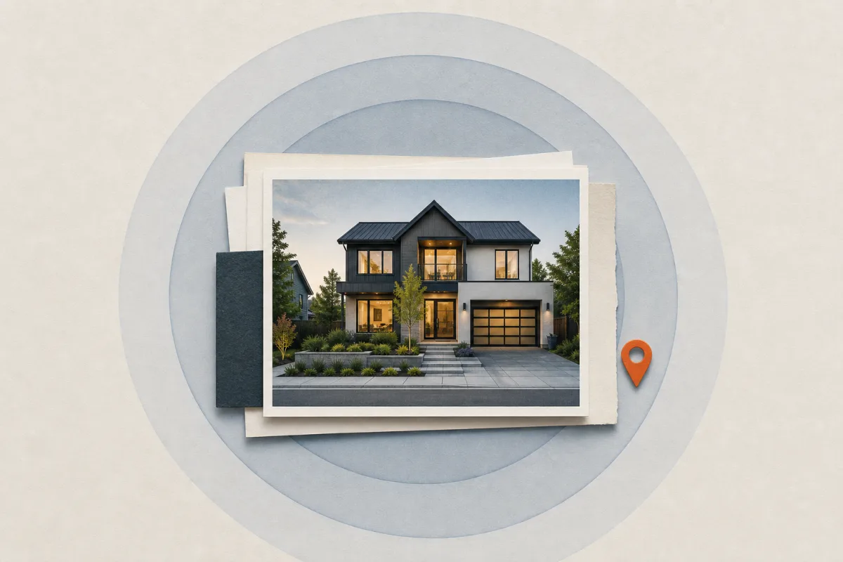 Property listing visual with broad location-led campaign reach